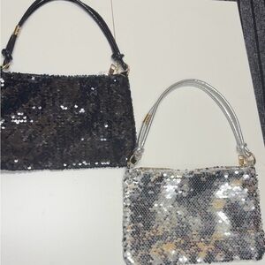 Windsor Black and Silver Sequin Clutch Set
